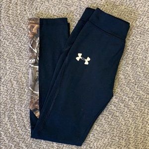 Girls Under Armour Black Camo Detail Leggings 6x